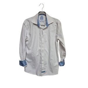 English Laundry Mens Dress Shirt Blue‎ White Checkered Long Sleeve